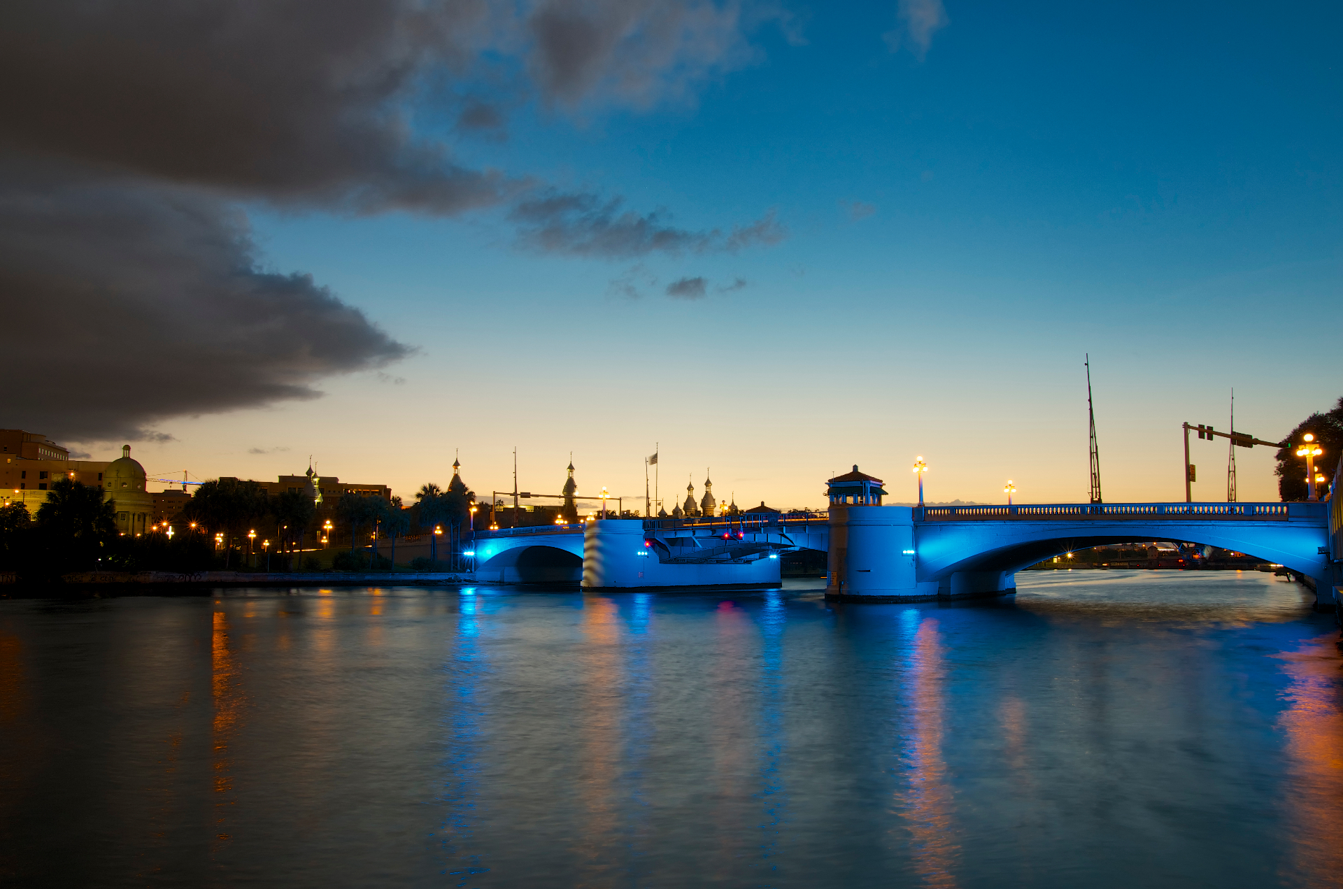 Tampa bridge at night